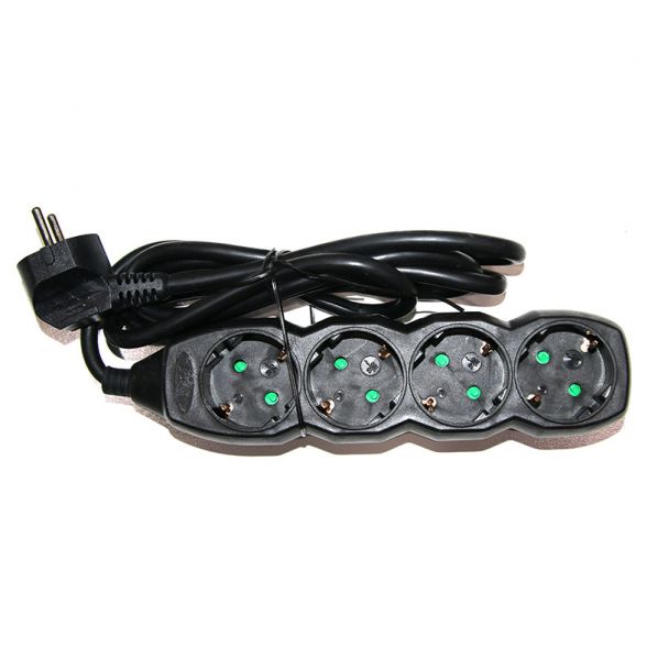 Πολύπριζο Με Καλώδιο 3x1.5mm² 1.5μ 4 Σούκο Μαύρο