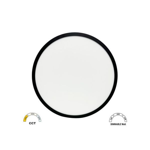 LED ΠΛΑΦ. PC ΜΕ ΦΩΤ.BACKLIT Φ283MM CCT 16-20-24W IP40 ΜΑΥΡΗ