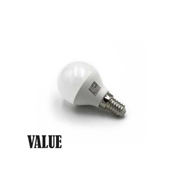 LED ΛΑΜΠΑ ΣΦΑΙΡΙΚΟ Ε14 5W 230V ΘΕΡΜΟ 3000Κ VALUE
