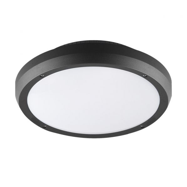 ΠΛΑΦΟΝΙΕΡΑ PC ΣΤΡΟΓΓΥΛΗ Φ300mm 2 ΝΤΟΥΙ Ε27 IP65 ΓΡΑΦΙΤΗΣ