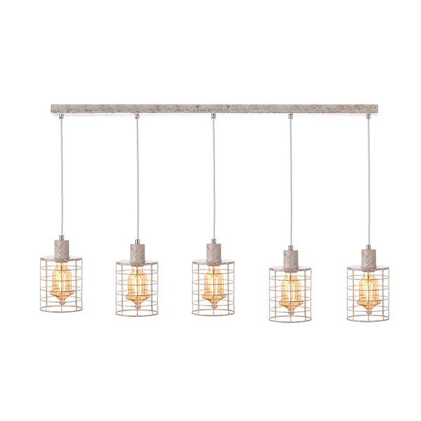 ΚΡΕΜΑΣΤΟ Φ/Σ 5ΧΕ27 ΜΕΤΑΛΛΙΚΟ ΛΕΥΚΟ ΣΚΟΥΡΙΑ 100Χ12,2ΧΗ120CM DUBLIN