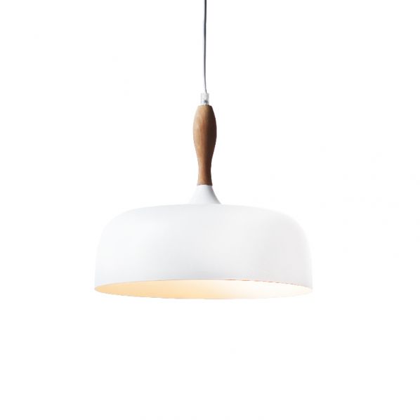 ΚΑΜΠΑΝΑ ΜΕΤΑΛΛΙΚΗ ΛΕΥΚΗ ΜΕ ΞΥΛΟ 1 Χ Ε27 Φ32CM CUBA