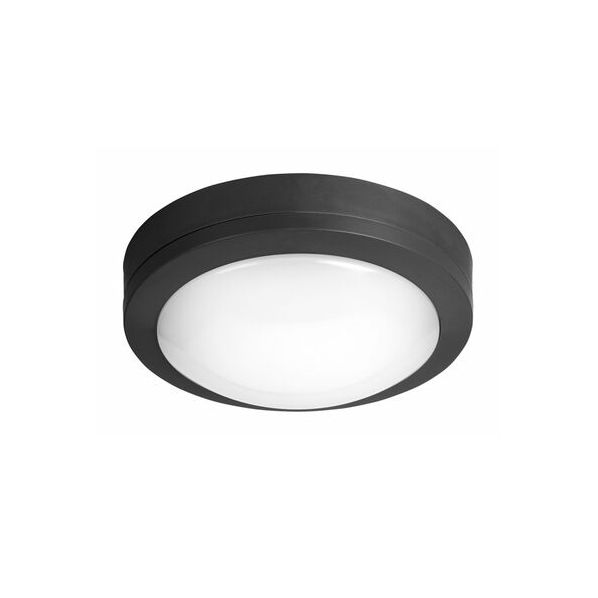 LED ΠΛΑΦΟΝΙΕΡΑ PC ΣΤΡΟΓΓΥΛΗ Φ170mm 8W 3000Κ IP65 ΜΑΥΡΗ