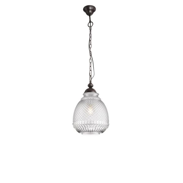 TOULON CLEAR GLASS DARK BROWN BASE & CHAIN  E27 1X40W IP20 BULB EXCLUDED D: 27 H1: 45 H2: 120 CM