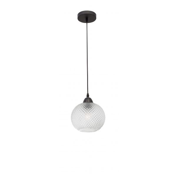 VIENTI CLEAR GLASS  & BLACK METAL  E27 1X40W 230 VOLT IP20 BULB EXCLUDED D: 18 H1: 16 H2: 140 CM