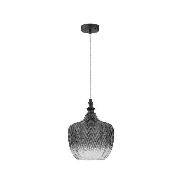 LONI MATT BLACK METAL SMOKY GRAY GLASS LED E27 1X12 WATT 230 VOLT IP20 BULB EXCLUDED D: 24 H1: 32 H2: 120 CM