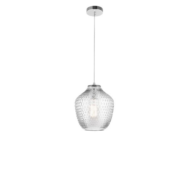 CLARO CLEAR GLASS CHROME ALUMINIUM E27 1X40 WATT 230 VOLT IP20 BULB EXCLUDED D: 23 H: 130 CM