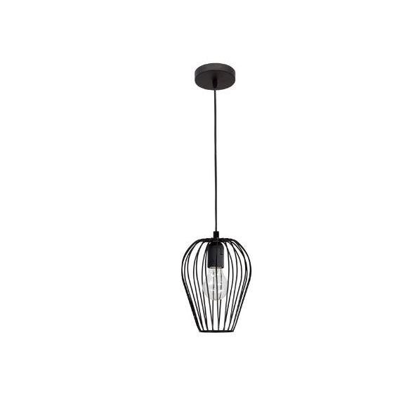 SAGE PENDANT LAMP, METAL, BLACK & BLACK CABLE, E27, 25W, D:17*21