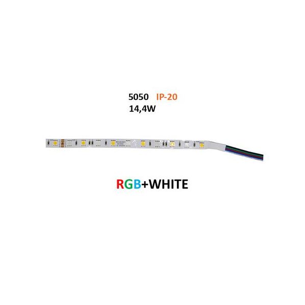 ΤΑΙΝΙΑ LED 5m 24VDC 14.4W/m 60LED/m RGB & ΛΕΥΚΟ IP20