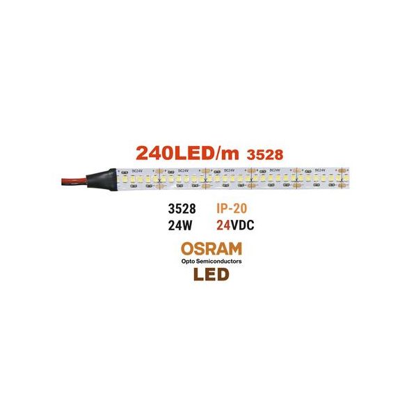 ΤΑΙΝΙΑ LED 5m 24VDC 24W/m 240LED/m ΘΕΡΜΟ IP20(OSRAM LED)