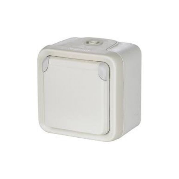 Πρίζα Σούκο Πλήρης Επίτοιχη Λευκή IP55 Plexo