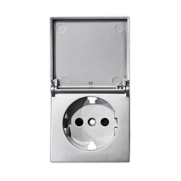 Πλακίδιο Με Καπάκι Πρίζας Σούκο IP20 Ασημί