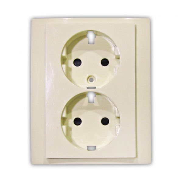 Πλακίδιο Και Πλαίσιο Διπλής Πρίζας Σούκο Μπέζ