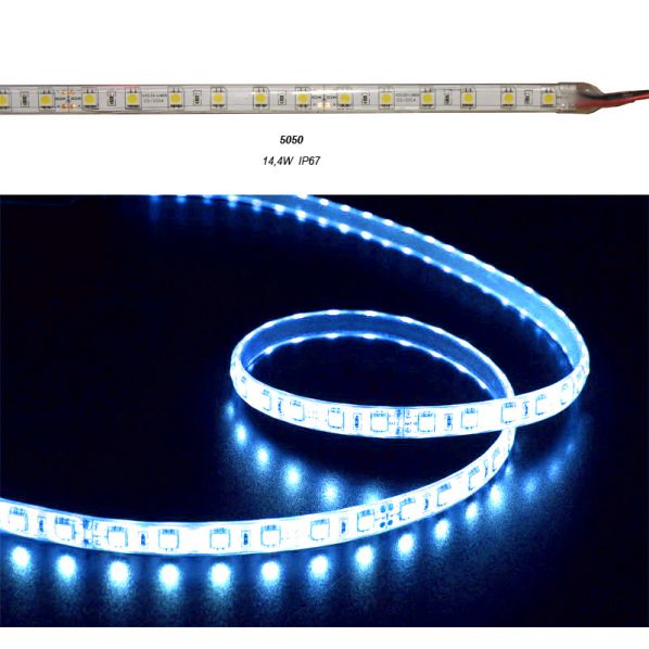 ΤΑΙΝΙΑ LED ΛΕΥΚΗ 5m 24VDC 14.4W/m 60LED/m 5050 ΜΠΛΕ IP67