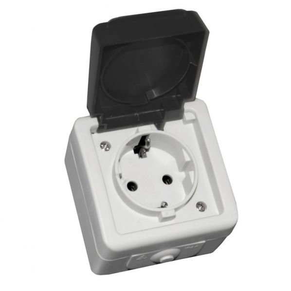ΜΟΝΗ ΠΡΙΖΑ ΕΞΩΤΕΡΙΚΗ ΣΤΕΓΑΝΗ IP44 16A ΓΚΡΙ