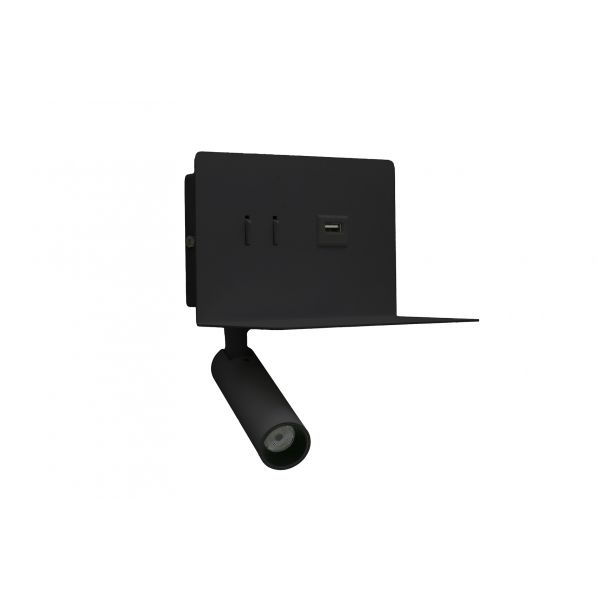 LED ΑΠΛΙΚΑ : ΣΠΟΤ ΤΟΙΧΟΥ ΟΡΘΟΓΩΝΙΑ 6W ΜΑΥΡΗ ΜΕ ΘΥΡΑ USB