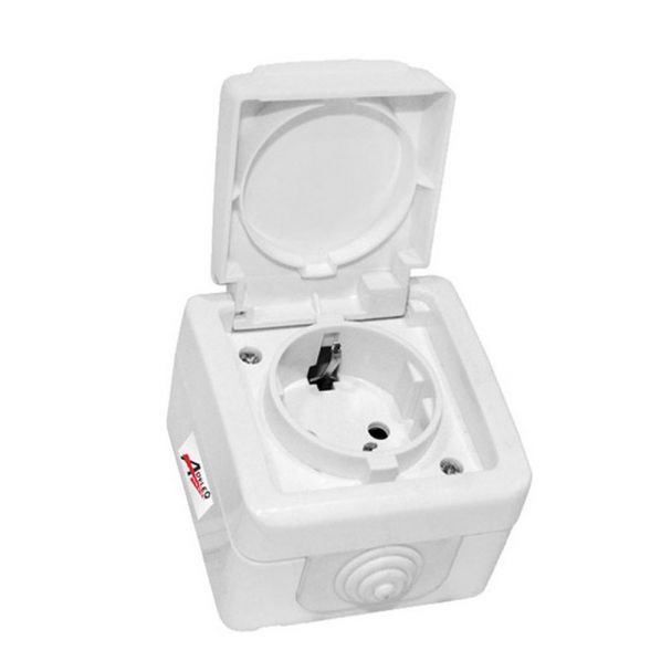 ΜΟΝΗ ΠΡΙΖΑ ΕΞΩΤΕΡΙΚΗ ΣΤΕΓΑΝΗ IP44 16A ΛΕΥΚΗ