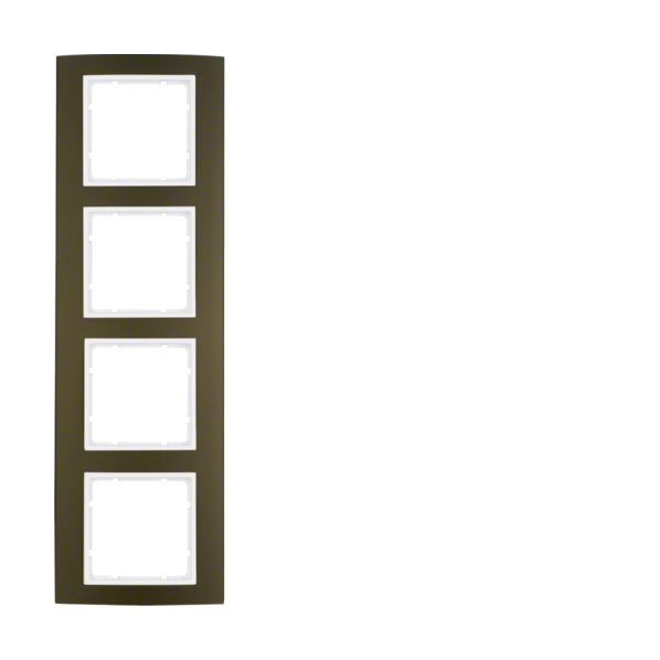 Berker B.3 Πλαίσιο 4 Θέσεων Καφέ αλουμίνιο με Λευκό διακοσμητικό