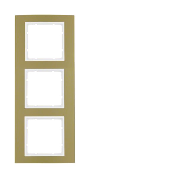 Berker B.3 Πλαίσιο 3 Θέσεων  Χρυσό Αλουμίνιο με Λευκό Διακοσμητικό