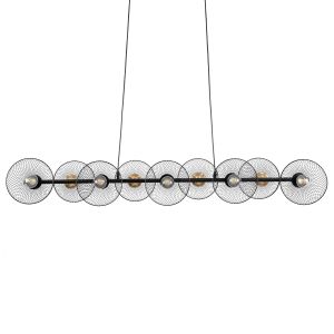 VERONA Μοντέρνο Κρεμαστό Φωτιστικό Οροφής με Ντουί 9 x E27 AC 220-240V IP20 - Μαύρο : Χρυσό - Μ140 x Π28 x Υ20cm