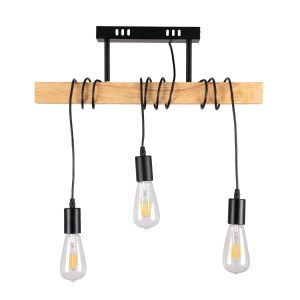 JOLLY Vintage Κρεμαστό Φωτιστικό Οροφής με Ντουί 3 x E27 AC 220-240V IP20 - Μαύρο : Μπεζ - Μ55 x Π6 x Υ115cm