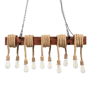 VIKING Vintage Κρεμαστό Φωτιστικό Οροφής με Ντουί 10 x E27 AC 220-240V IP20 - Καφε : Μπεζ - Μ108 x Π11 x Υ220cm