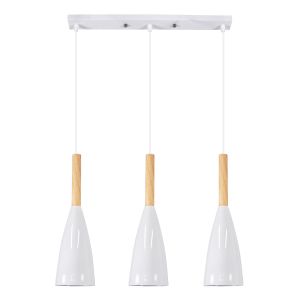 DILLON Μοντέρνο Κρεμαστό Φωτιστικό Οροφής με Ντουί 3 x E27 AC 220-240V IP20 - Λευκό : Μπεζ - Μ54 x Π14 x Υ130cm