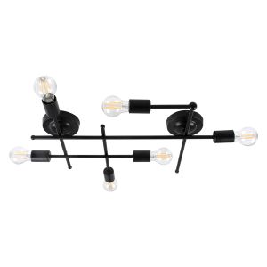 PIPING Vintage Φωτιστικό Οροφής με Ντουί 6 x E27 AC 220-240V IP20 - Μαύρο - Μ66 x Π9.5 x Υ49cm