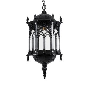 DARCY Vintage Κρεμαστό Φωτιστικό Οροφής με Ντουί 1 x E27 AC 220-240V IP20 - Μαύρο : Διάφανο - Μ35 x Π35 x Υ61cm