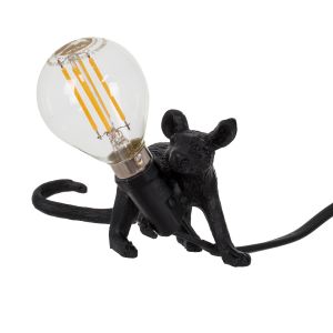 MOUSE Vintage Επιτραπέζιο Φωτιστικό Πορτατίφ με Ντουί 1 x E12 AC 220-240V IP20 - Μαύρο - Μ13 x Π4 x Υ7cm