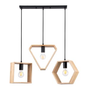 ELISE Μοντέρνο Κρεμαστό Φωτιστικό Οροφής με Ντουί 3 x E27 AC 220-240V IP20 - Μπεζ : Μαύρο - Μ76 x Π8 x Υ25cm