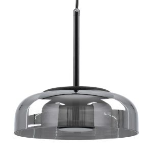 CHARLOTTE Μοντέρνο Κρεμαστό Φωτιστικό Οροφής LED 5W 500lm 180° AC 220-240V IP20 Θερμό Λευκό 2700K - Sanan SMD Chip - Μαύρο : Μαύρο Φιμέ - Μ23 x Π23 x Υ23cm - 2 Xρόνια Εγγύηση