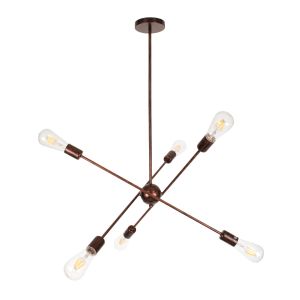 ZANE Μοντέρνο Φωτιστικό Οροφής με Ντουί 6 x E27 AC 220-240V IP20 - Χάλκινο - Μ70 x Π70 x Υ100cm