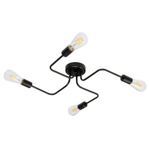 LIBERTA Vintage Φωτιστικό Οροφής με Ντουί 4 x E27 AC 220-240V IP20 - Μαύρο - Μ44.5 x Π44.5 x Υ12cm