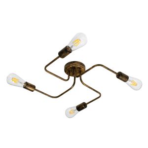 LIBERTA Μοντέρνο Φωτιστικό Οροφής με Ντουί 4 x E27 AC 220-240V IP20 - Χάλκινο - Μ44.5 x Π44.5 x Υ12cm
