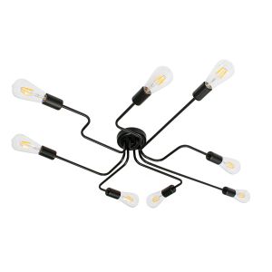 LIBERTA Μοντέρνο Φωτιστικό Οροφής με Ντουί 8 x E27 AC 220-240V IP20 - Μαύρο - Μ102 x Π72 x Υ10.5cm