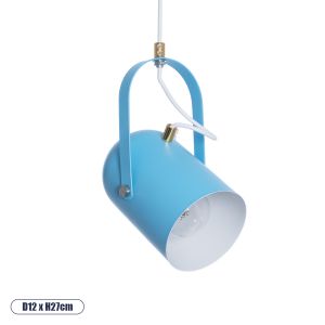 HAZEL Μοντέρνο Κρεμαστό Φωτιστικό Οροφής με Ντουί 1 x E27 AC 220-240V IP20 - Γαλάζιο : Χρυσό - Μ12 x Π12 x Υ27cm