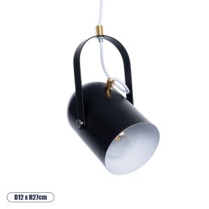 HAZEL Μοντέρνο Κρεμαστό Φωτιστικό Οροφής με Ντουί 1 x E27 AC 220-240V IP20 - Μαύρο : Χρυσό - Μ12 x Π12 x Υ27cm