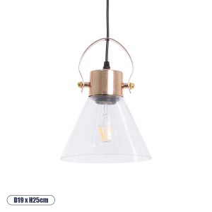 JAVER Vintage Κρεμαστό Φωτιστικό Οροφής με Ντουί 1 x E27 AC 220-240V IP20 - Διάφανο : Ροζ Χρυσό - Μ19 x Π19 x Υ25cm