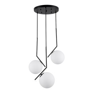 MONROE Μοντέρνο Κρεμαστό Φωτιστικό Οροφής με Ντουί 3 x E27 AC 220-240V IP20 - Μαύρο : Λευκό - Μ60 x Π60 x Υ50cm