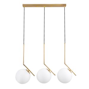 MONROE Μοντέρνο Κρεμαστό Φωτιστικό Οροφής με Ντουί 3 x E27 AC 220-240V IP20 - Χρυσό : Λευκό - Μ74 x Π25 x Υ50cm