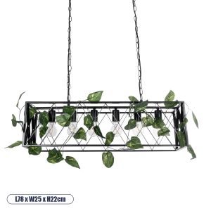 CLARITY Vintage Κρεμαστό Φωτιστικό Οροφής με Ντουί 6 x E27 AC 220-240V IP20 - Μαύρο : Πράσινο - Μ78 x Π25 x Υ22cm