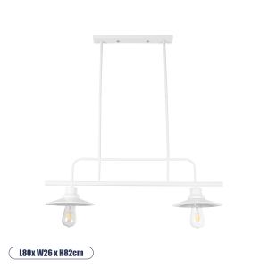 REGAL Vintage Φωτιστικό Οροφής με Ντουί 2 x E27 AC 220-240V IP20 - Λευκό - Μ80 x Π26 x Υ82cm