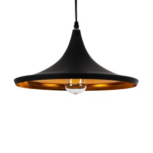 SHANGHAI Μοντέρνο Κρεμαστό Φωτιστικό Οροφής με Ντουί 1 x E27 AC 220-240V IP20 - Μαύρο : Χρυσό - Μ37 x Π37 x Υ20cm