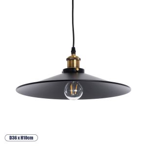 CARAVEL Vintage Κρεμαστό Φωτιστικό Οροφής με Ντουί 1 x E27 AC 220-240V IP20 - Μαύρο : Χρυσό - Μ36 x Π36 x Υ10cm