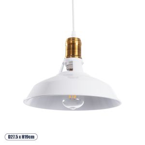 ANER Vintage Κρεμαστό Φωτιστικό Οροφής με Ντουί 1 x E27 AC 220-240V IP20 - Λευκό : Χρυσό - Μ27.5 x Π27.5 x Υ19cm