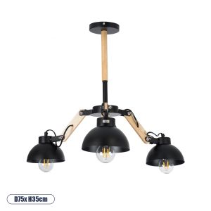 OLD SCHOOL Μοντέρνο Φωτιστικό Οροφής με Ντουί 3 x E27 AC 220-240V IP20 - Μαύρο : Μπεζ - Μ75 x Π75 x Υ35cm