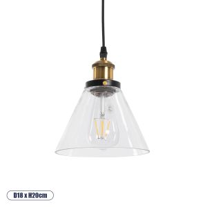 BINGLEY Vintage Κρεμαστό Φωτιστικό Οροφής με Ντουί 1 x E27 AC 220-240V IP20 - Διάφανο : Χρυσό - Μ18 x Π18 x Υ20cm