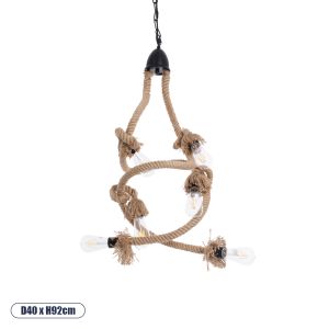 HAMTINE Vintage Κρεμαστό Φωτιστικό Οροφής με Ντουί 6 x E27 AC 220-240V IP20 - Μαύρο : Μπεζ - Μ40 x Π40 x Υ92cm