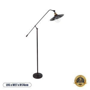 SILENE Vintage Επιδαπέδιο Φωτιστικό με Ντουί 1 x E27 AC 220-240V IP20 - Μαύρο : Χρυσό - Μ30 x Π30 x Υ194cm